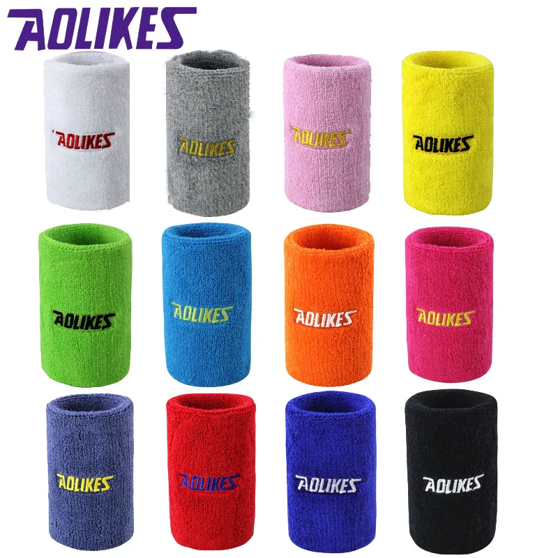 AOLIKES 8*11cm Gym Wristbands Hand Towel Wrist Support for Tennis Basketball Sports Sweatbands Cotton Wrist Bracer A-0230