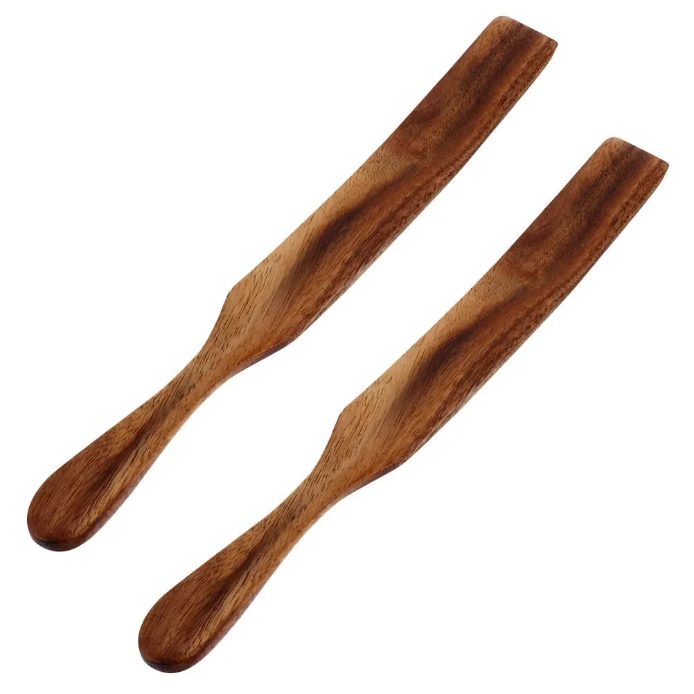 

2pcs Wooden Spatula For Cooking Safety Wood Butter Kitchen Utensils Cream Cheese Spreader Non-Stick Pans Household Jam Spreader