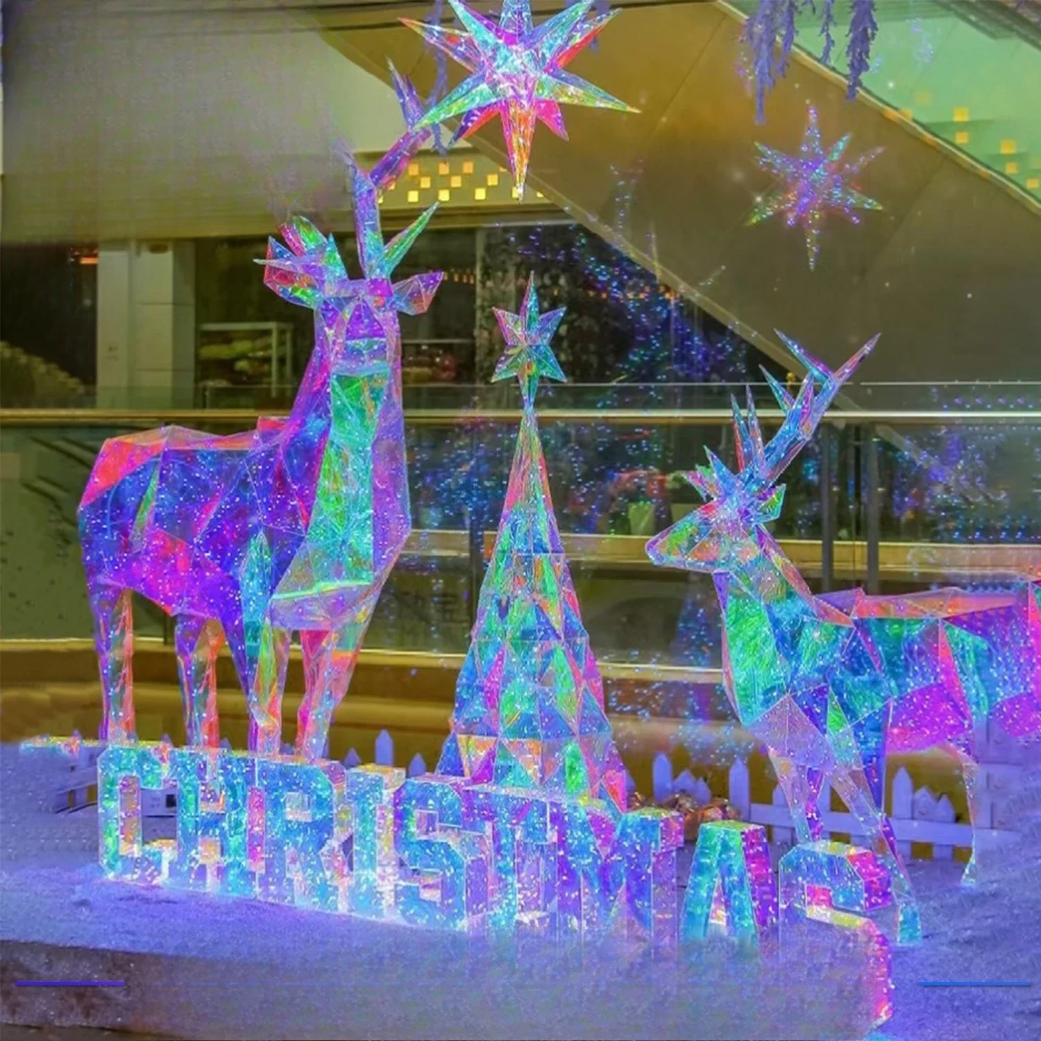 

Symphony elk large Christmas atmosphere cultural tourism night scene shopping mall landscape project laser floor lamp colorful