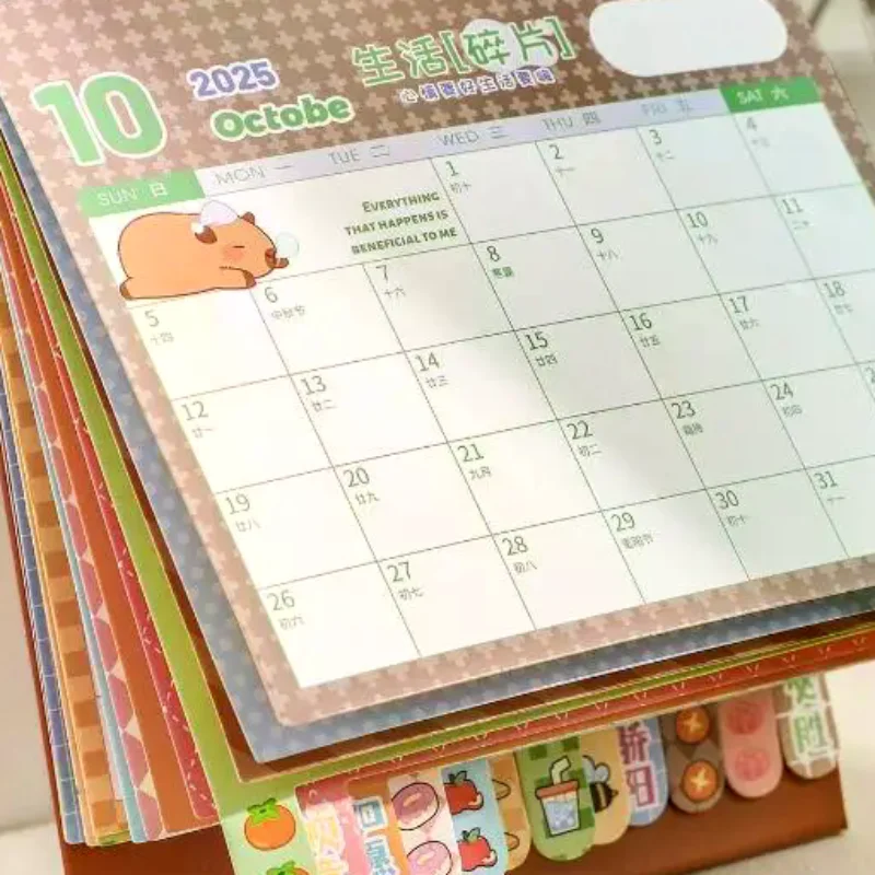 

New Portable Coil 2026 Desk Calendar Capybara/Panda Desktop Decoration Mini Calendar Schedule Planner Office School Supplies