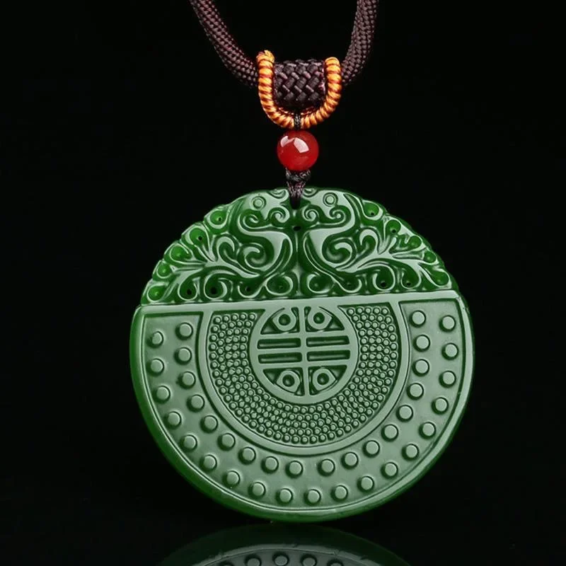 

Chinese Natural Green Jade Dragon Pendant Necklace Hand-Carved Charm Jadeite Jewelry Fashion Amulet Gifts for Men Women