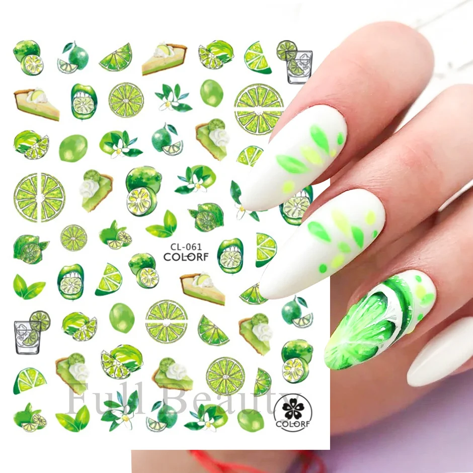 3D Lemon Fruits Sliders Design Nail Art Stickers Watermelon DIY Gel Acrylic Decals Summer Tattoo Manicure Decoration Foils Wrap9