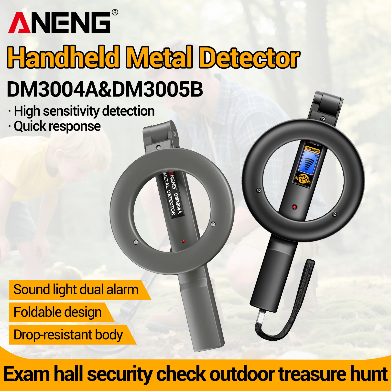 Portable Handheld Metal Detector Ferrous  Non-Ferrous Metal Scanner LED Buzzer Alarm Low Power Indicator -10~50℃ Security Check