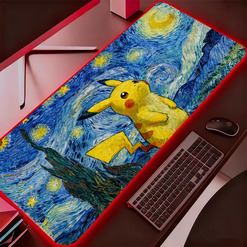 

RGB игровой коврик для мыши P-Pokemons P-Pikachus геймерский компьютер XXL ПК с подсветкой коврик для мыши ковер аксессуары клавиатура светодиодный настольный коврик