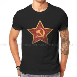 Soviet Red Star Insignia Distressed  Men TShirt Russian USSR CCCP O Neck Short Sleeve Fabric T Shirt Birthday Gifts