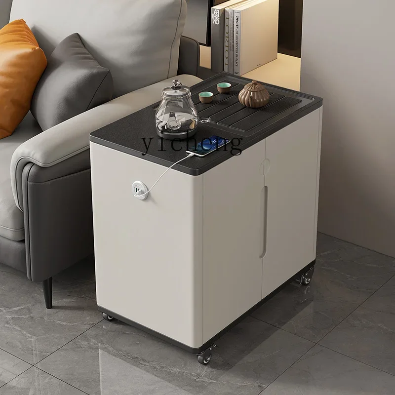 

Q1 mobile tea table simple household small tea making cabinet kettle storage integrated fire stone kung fu tea table