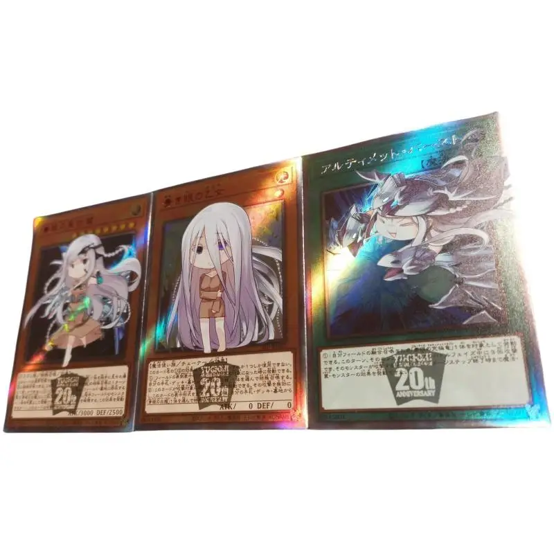 Yu-Gi-Oh Flash Card Kisara White Dragon Mother Girl processo PSER fai da te 3 fogli Action Toy Figures Anime Game Collection Gift