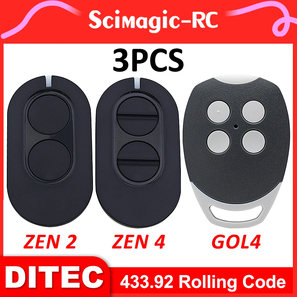 

3Pieces DITEC 433MHz Rolling Code Garage Door Remote Control 100% For GOL4 BIXLG4 BIXLP2 BIXLS2 Entrematic ZEN2 ZEN4 ZEN2W ZEN4W