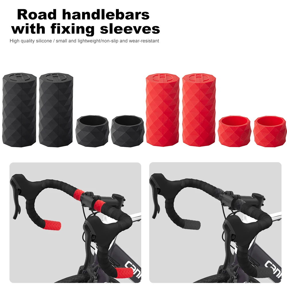 Bicycle Handlebar Cover Silicone with Fixing Ring Sleeves Bike Handlebar Grips Anti-Skip Waterproof for 25-32mm Bike Handlebar