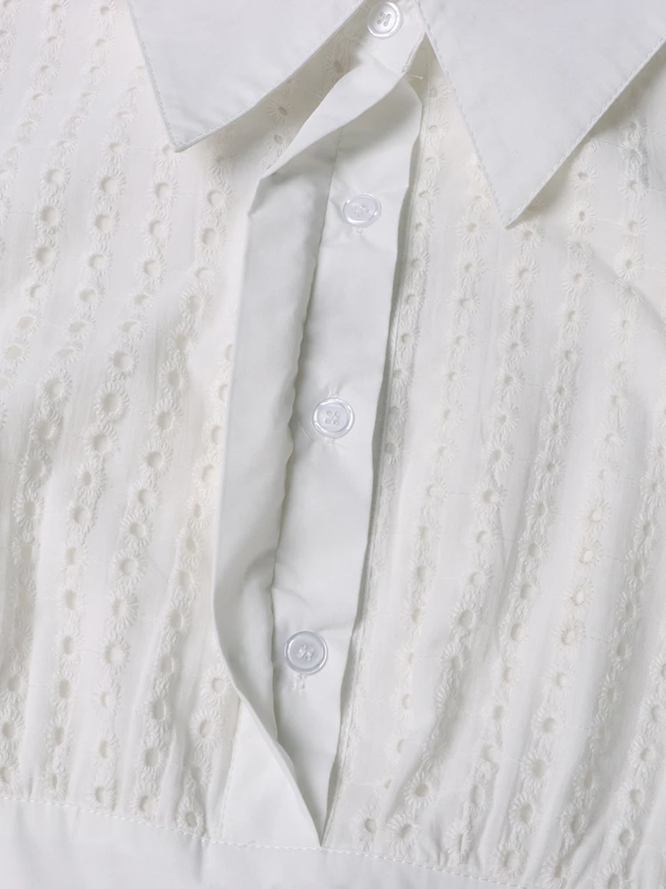 VGH-Robe Patchwork à Volants Épissés et Découpés pour Femme, Couleur Unie, Revers, Manches sulf, Taille Haute, Simple Boutonnage