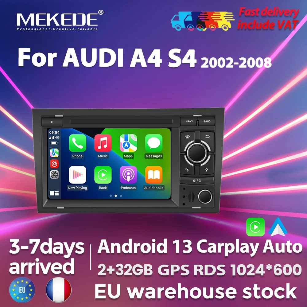 EU Duty Free Store Android 13 Autoradio Multimedia Car Radio Head Unit For AUDI A4 S4 B6 B7 RS4 8E 8H 8F B9 Seat Exeo 2002-2008