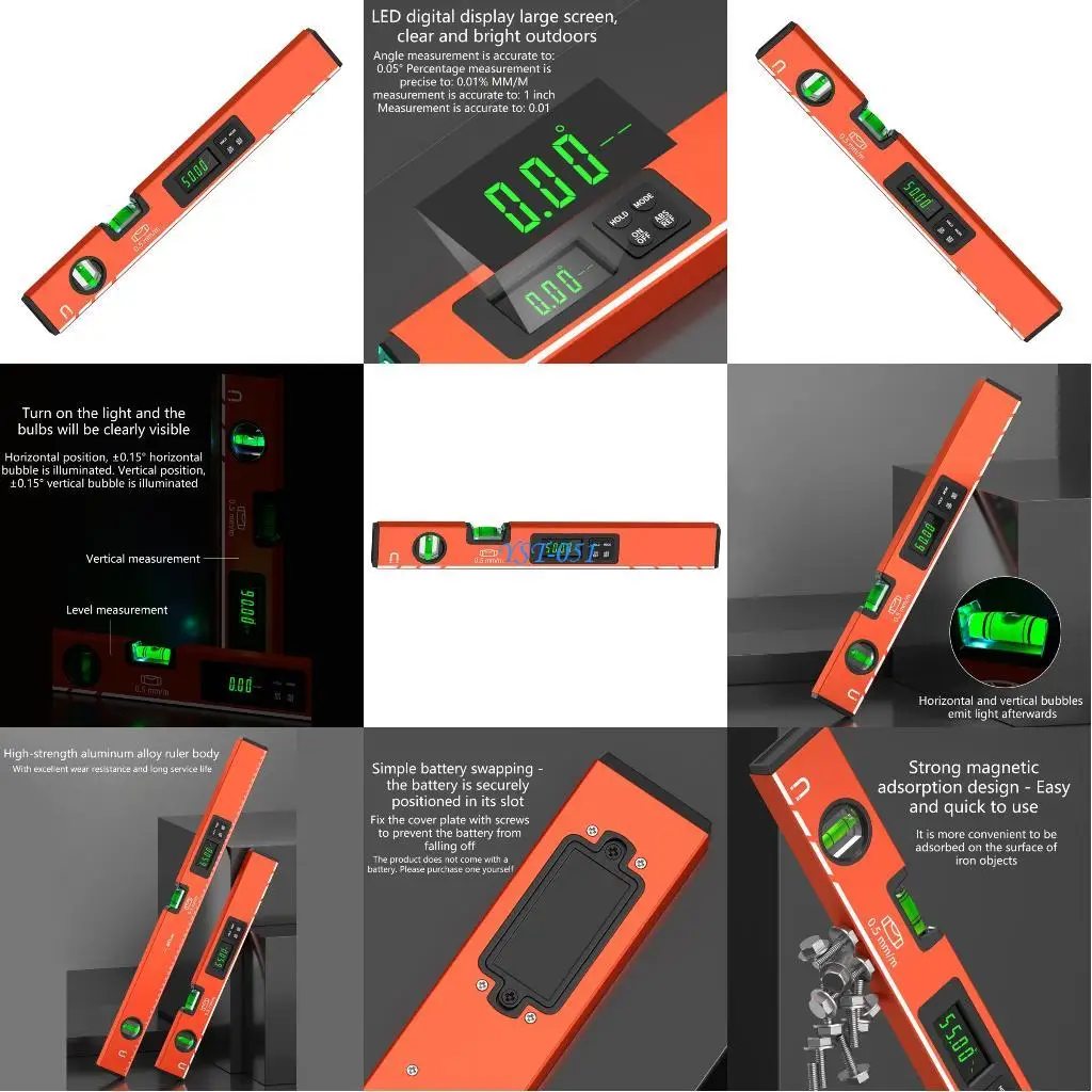 

E15A Прецизионная цифровая линейка уровня, Магнитная линейка уровня, Алюминиевый пузырьковый уровень