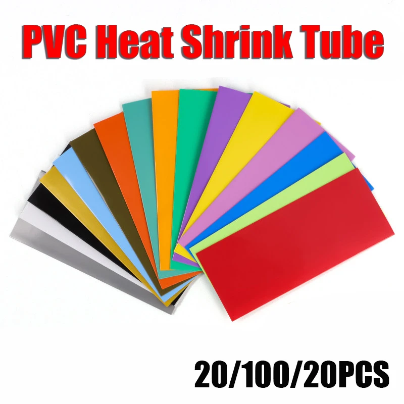 20/100/200pcs 18650 PVC Heat Shrink Tube Pre-Cut Lipo Battery Wrap Protective Sleeve Casing Precut Insulated Film Cover