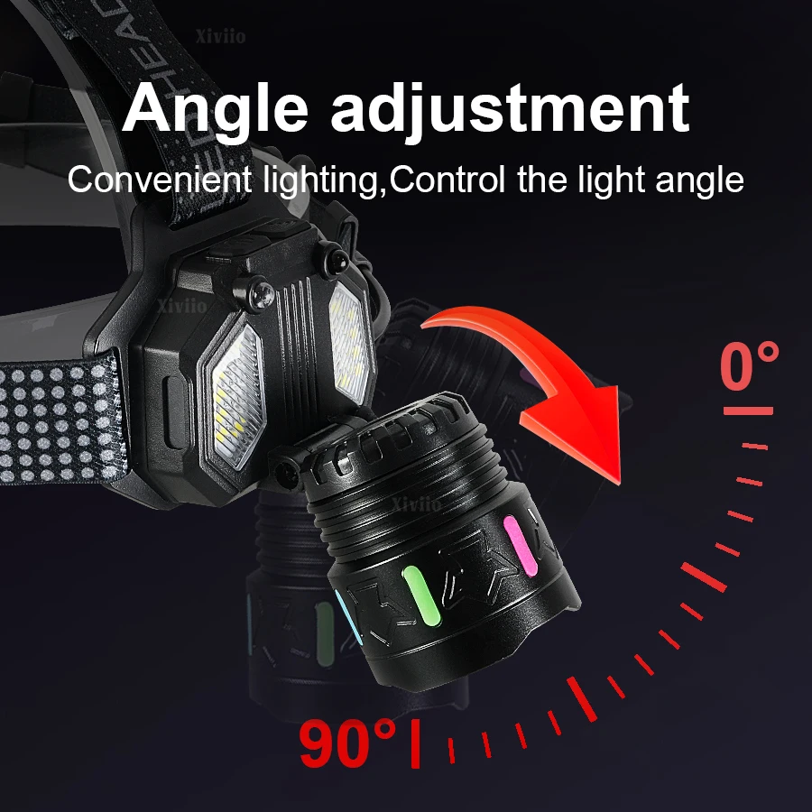 Potente linterna frontal LED con Sensor de movimiento, linterna frontal de pesca recargable por USB con luz trasera, 200000000LM