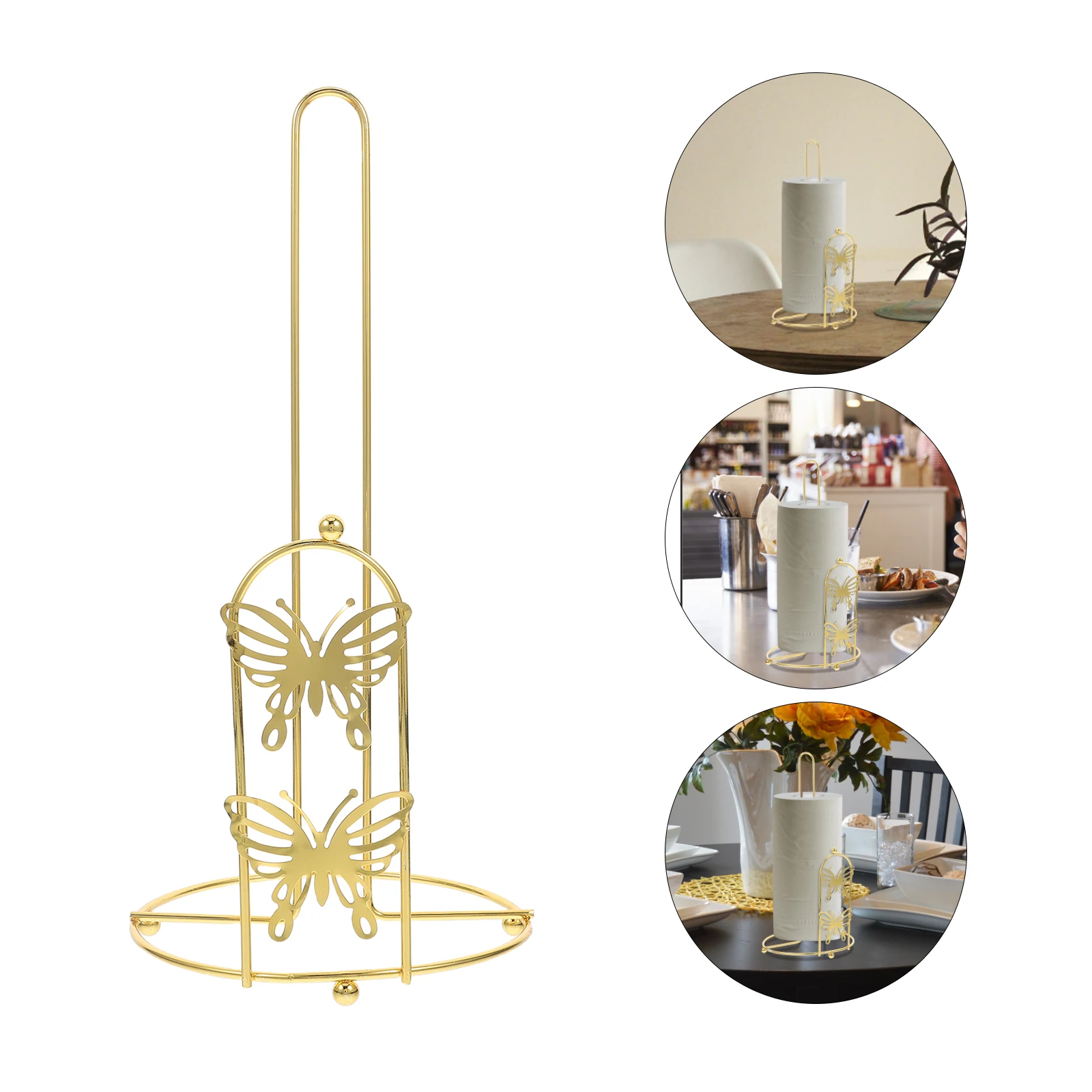 

Nordic Style Paper Towel Holder Metal Countertop Towel Stand Easy Installation Compact Cute Decor For