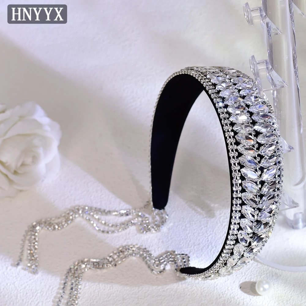 HNYYX Baroque Sponge Rhinestone Headband Luxury Crystal Wide Headband Wedding Ladies Bridal Non-slip Hair Accessories A239