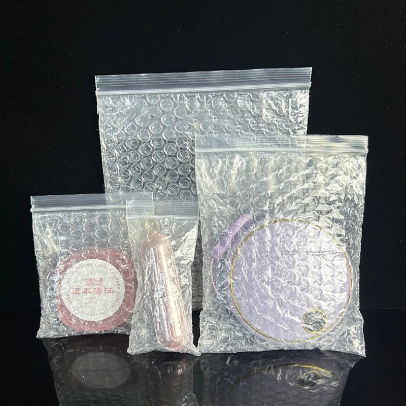 100Pcs/Lot Zipper Bubble Bag Transparent Zip Lock Bubble Envelope Jewelry Packaging Bags Mini Gift Bag Clear Plastic Envelopes