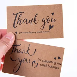 50pcs Kraft Paper Card Greeting Tags Thank You For Your Order For Small Shop Gift DIY Crafts Decoration Card For Small Business