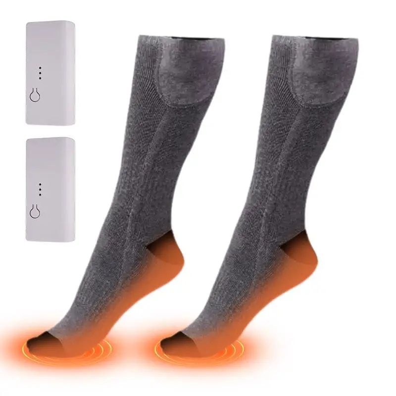 1 Pair Electric Heated Socks with 3000mAh Rechargeable Battery Adjustable Temperature and Long-Lasting Heat for Skiing Hiking