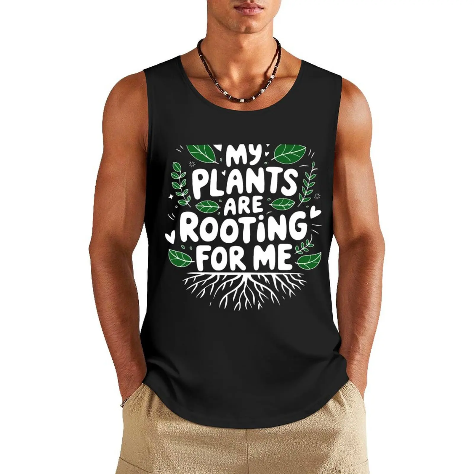 

My plants are rooting for me Tank Top gym clothing men Top summer anime training weight vest