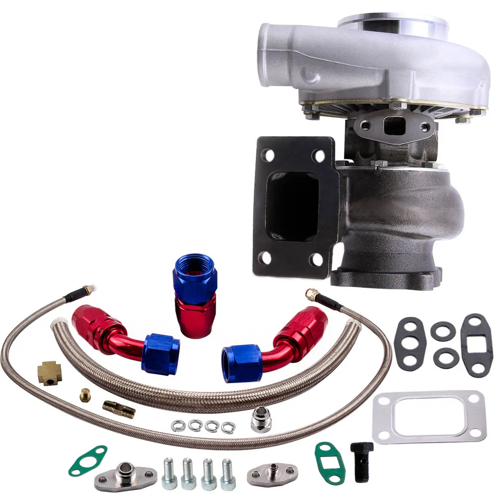 

GT3076R GT3037 GT30 4-BOLT Фланец 500HP Турбозарядное устройство + комплект масляной и возвратной линии