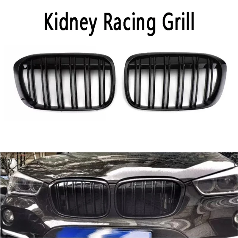 

Car Front Bumper Grilles Kidney Racing Grill For-BMW X1 F48 F49 2016-2018 Double Slat Replacement Grille