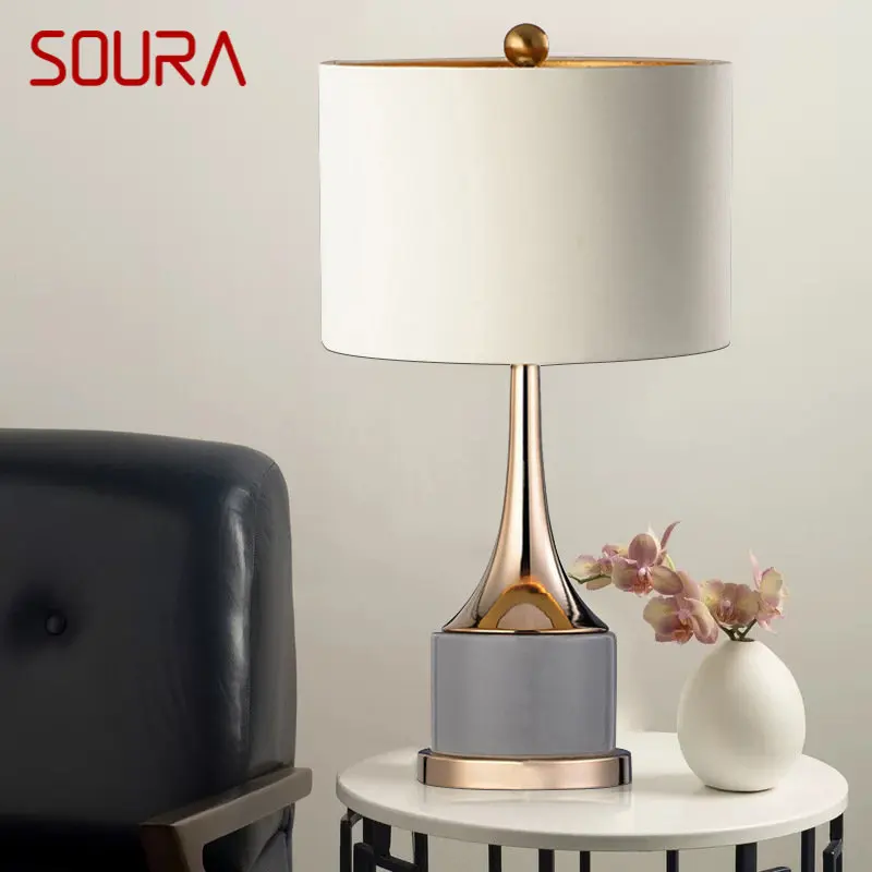 Soura โคมไฟตั้งโต๊ะสไตล์วินเทจ LED ที่สร้างสรรค์ตั้งโต๊ะไฟสำหรับบ้านตกแต่งด้านข้างห้องนั่งเล่นห้องนอน