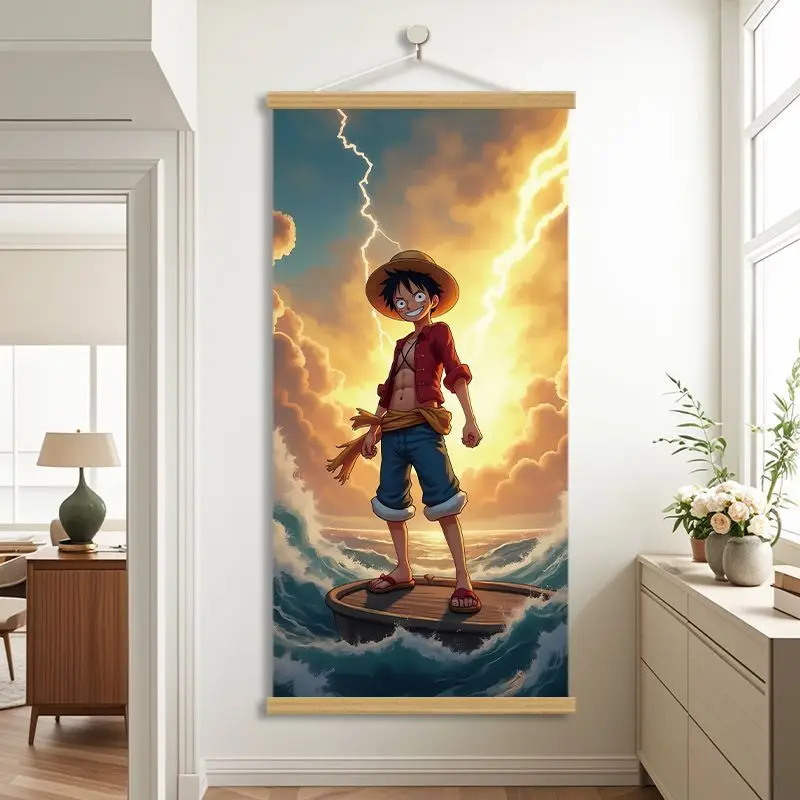 New One Piece Luffy Roronoa Zoro Nami Poster High Color Value Secondary Cartoon Printing Creative Home Wall Decoration Painting view 2