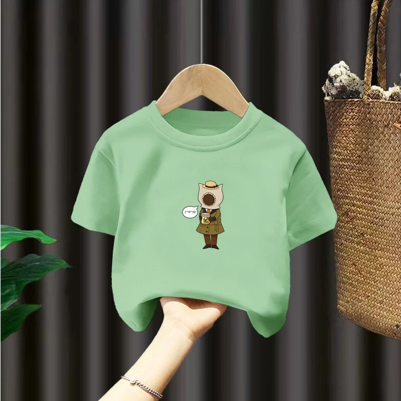 Children's long-sleeved T-shirt loose cartoon animation fitness top fashion popular 2024 new image 5