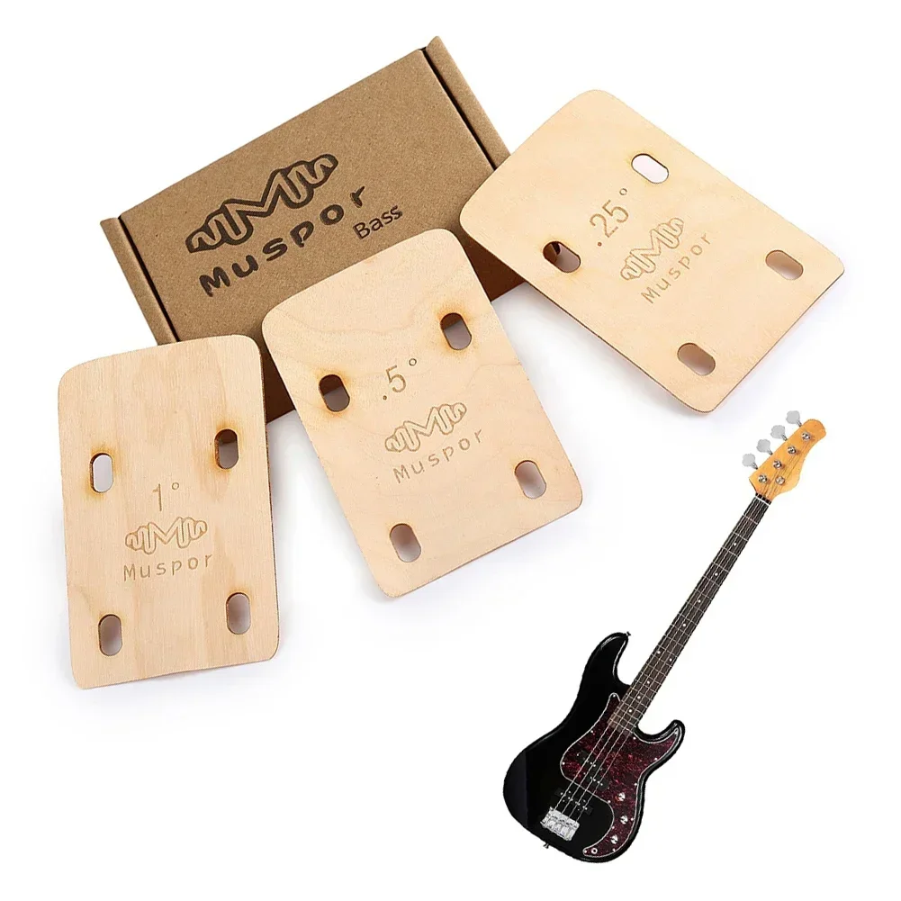 

3pcs Electric Bass Neck Shims Set Electric Bass Neck Shims Maple Plate 1 Degree Replacement Parts Musical Instrument Accessories
