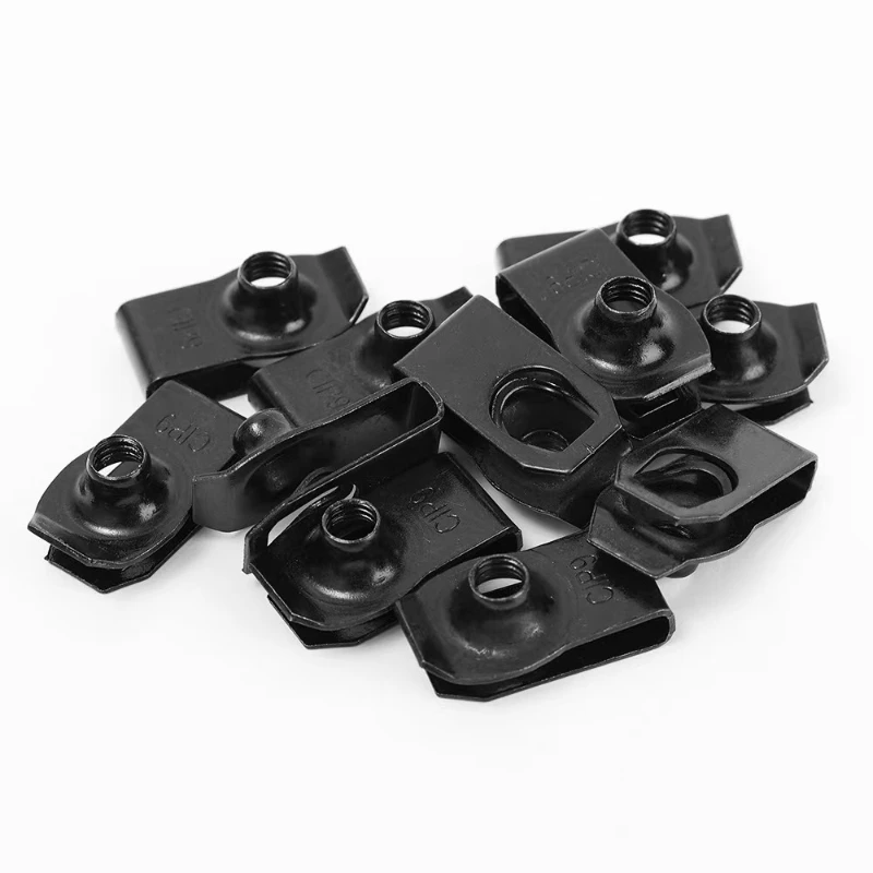 10 Pairs Car Body Bolts U Type Nut Clips M6 Automobile Bumper Fender Rivet Engine Cover Splash Shield Guard Liner Screws Clips