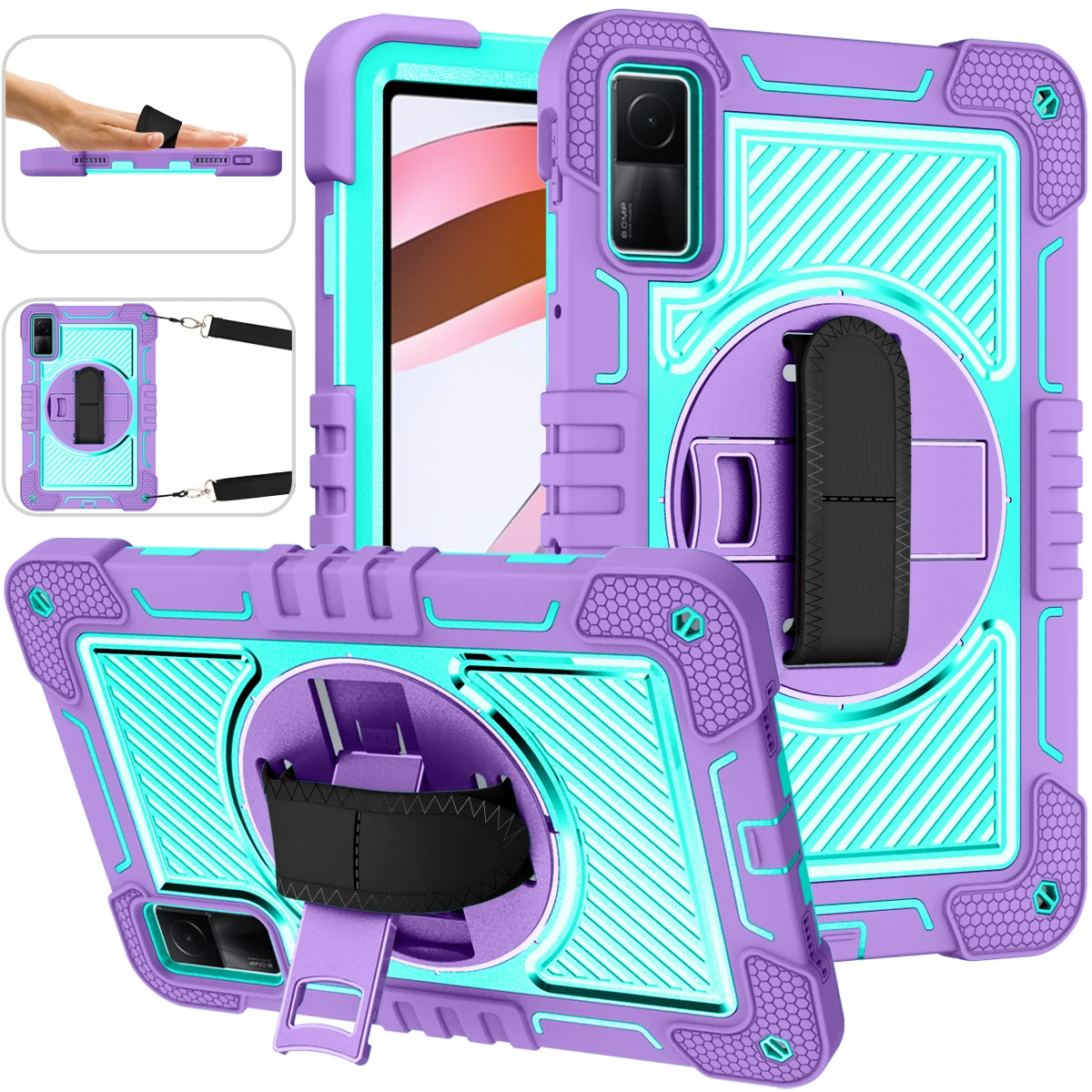 Funda case For Xiaomi Redmi Pad 10.61inch 2022 Heavy Duty Full Body Shockproof Safe Silicone Kids Tablet Covers Rotating Stand