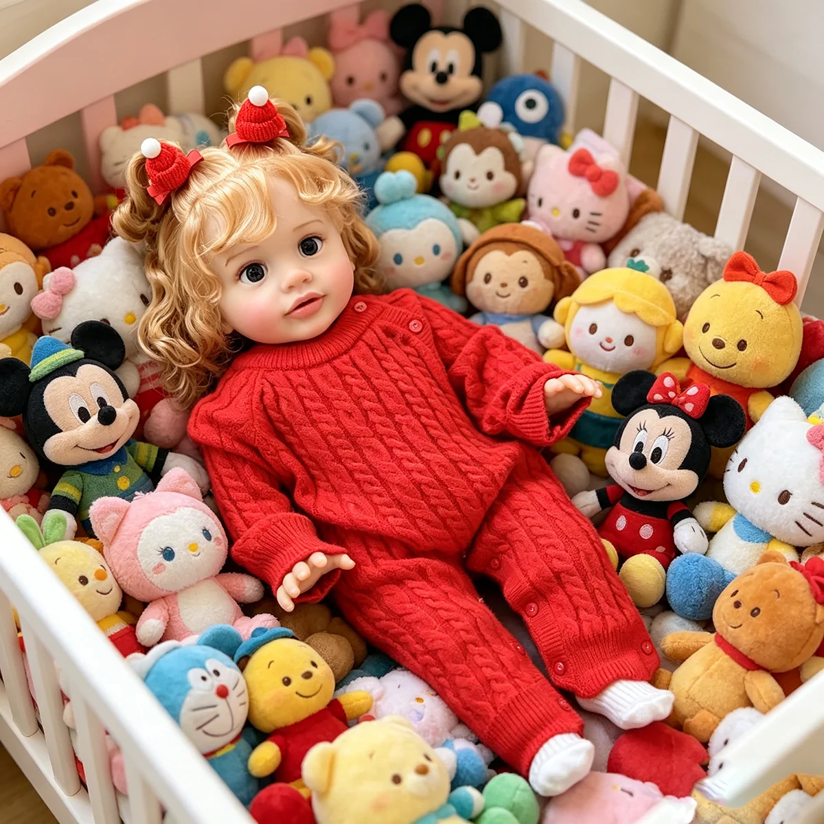 

25Inch Pippa Handmade Lifelike Reborn Toddler Girl Doll Golden Curly Hair 3D Skin with Visible Veins & Multi-Layer Painting