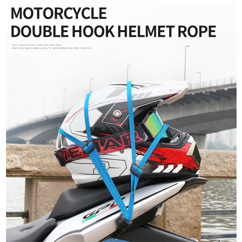 

Elastic Motorcycle Helmet Fixed Strap for Back Seat 60cm 110cm Adjustable Rope with Hook Cargo Helmet Holder Accessories