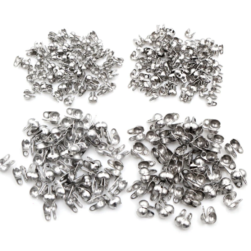 Fashion 1.5 2.0 2.4 3.0 mm Stainless Steel Ball Chain Connector Clasps End Beads Crimp For DIY Jewelry Making Finding Supplies