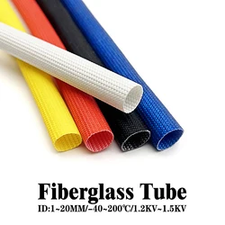 2/5/10M Fiberglass Tube ID 1 ~ 20mm Silicone Resin Braided Wire Sleeve Flame Resistant Fiber Glass Insulate Cable Pipe Protect