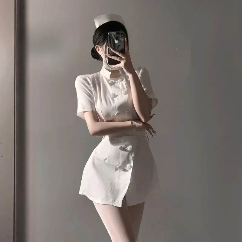 

Ladies' Sexy Lingerie Sexy Round Neck Slim Fit Dress White Angel Pure Desire Nurse Uniform Role-playing Set