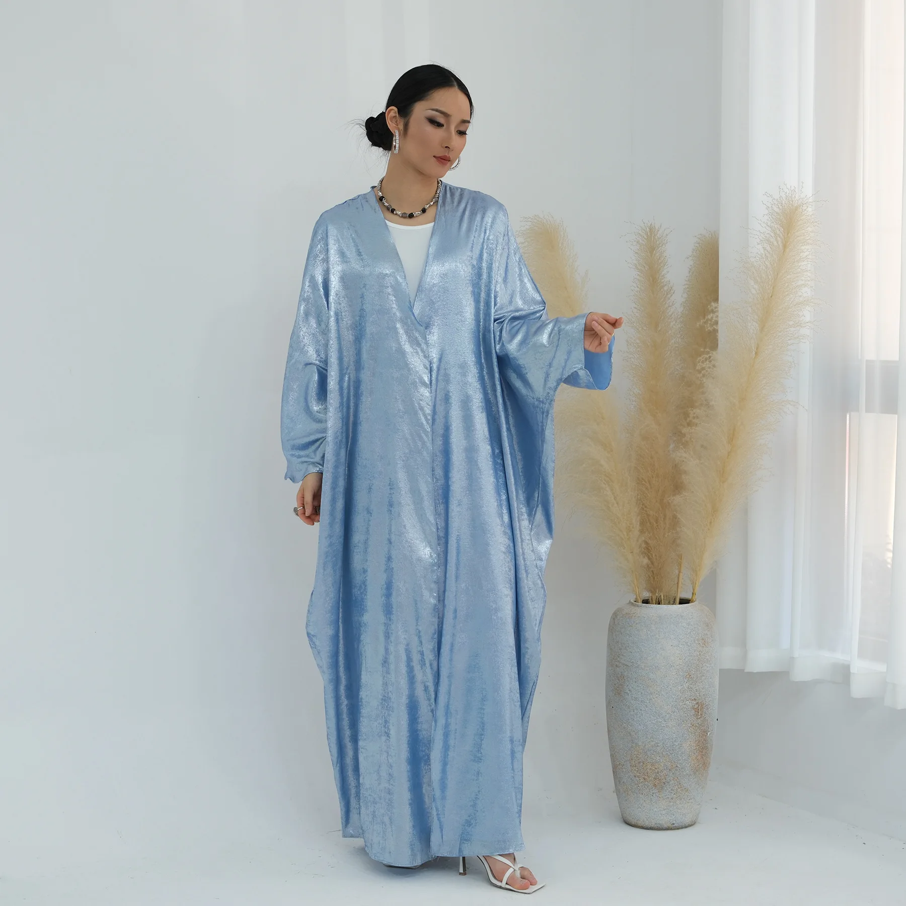 عيد برونزي عادي مفتوح عباية كيمونو فستان حفلة إسلامية عبايات للنساء دبي فاخر تركيا العربية قفطان رداء ملابس إسلامية