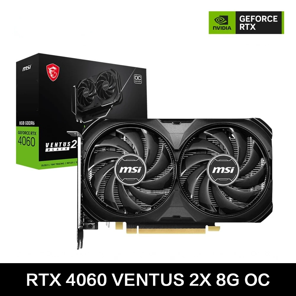 Gelée-Carte Ubrania GeForce RTX 4060, VENTUS 2X, Couleur Noire, 8G OC, 8G, GDDR6, 128 Bit, PCI-E, 4,0x8, HDMI, DP, 8 Broschen