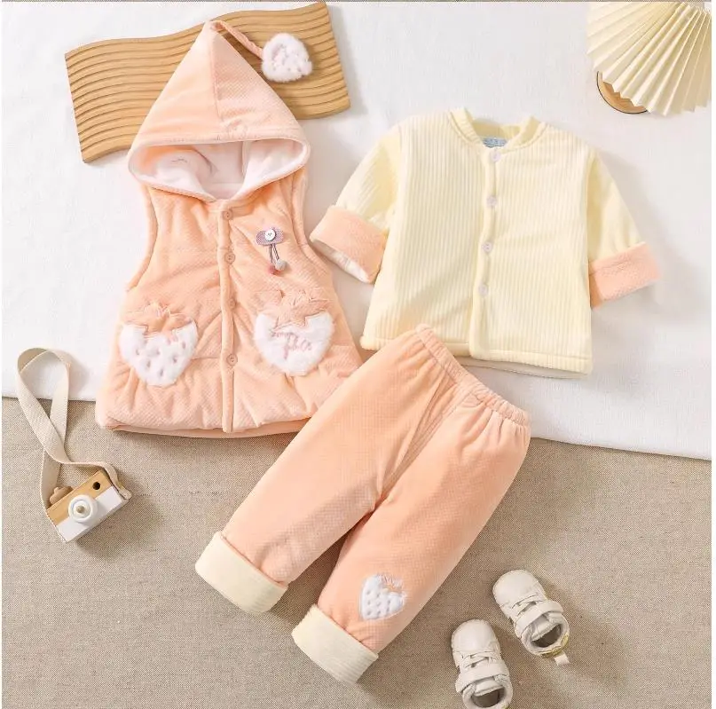 Baby girl\'s thin cotton three-piece suit