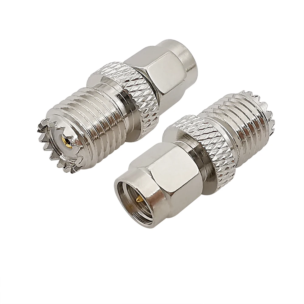 1Pcs Nickel Plated SMA Male to Mini UHF Female RF Coaxial Adapters Connectors for Wireless Antenna Radios Coax Cable