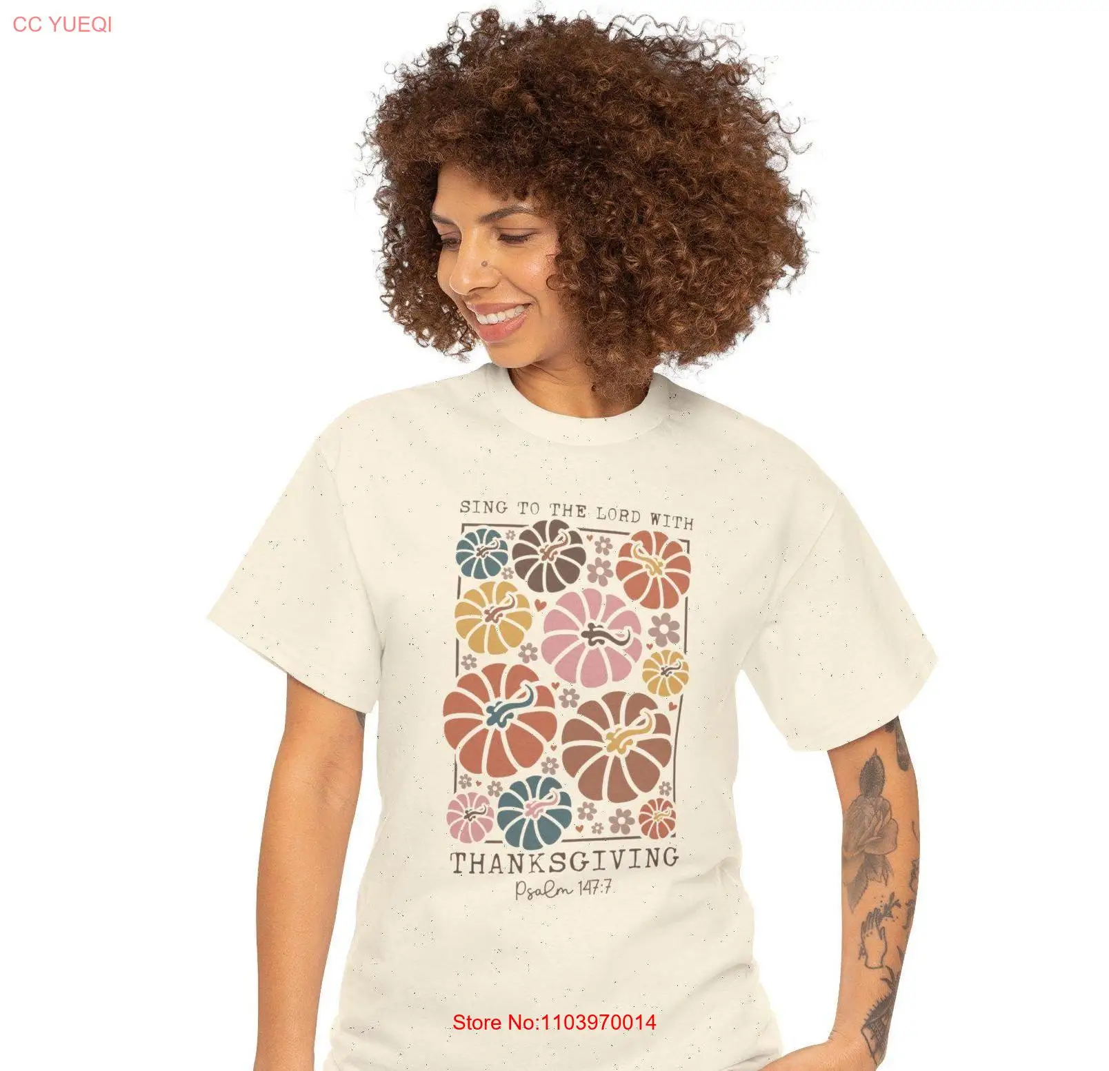 Fé cristã versículo da bíblia t camisa adoração das escrituras retro abóboras jesus vestuário cantar ao senhor com ação de graças ps 147 7