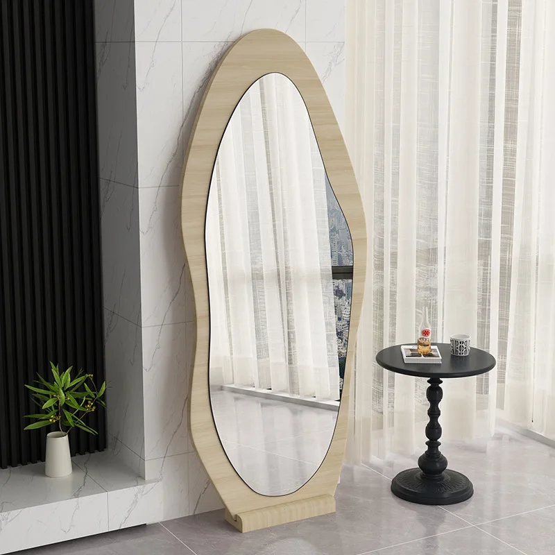 *Medieval style mango mirror wooden full body home floor wall hanging high definition girls bedroom fitting mirror