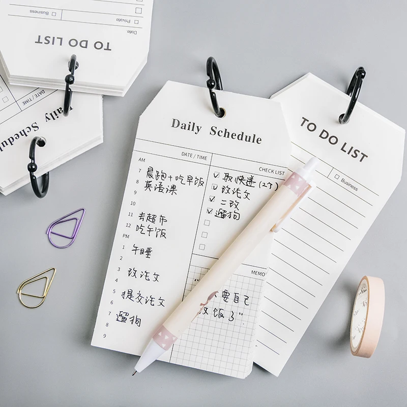 50 Sheets Simple Wireless Book, To Do List Daily Schedule Memo Pad, Steno Notebook Planner Agenda Office School Supplies A6456
