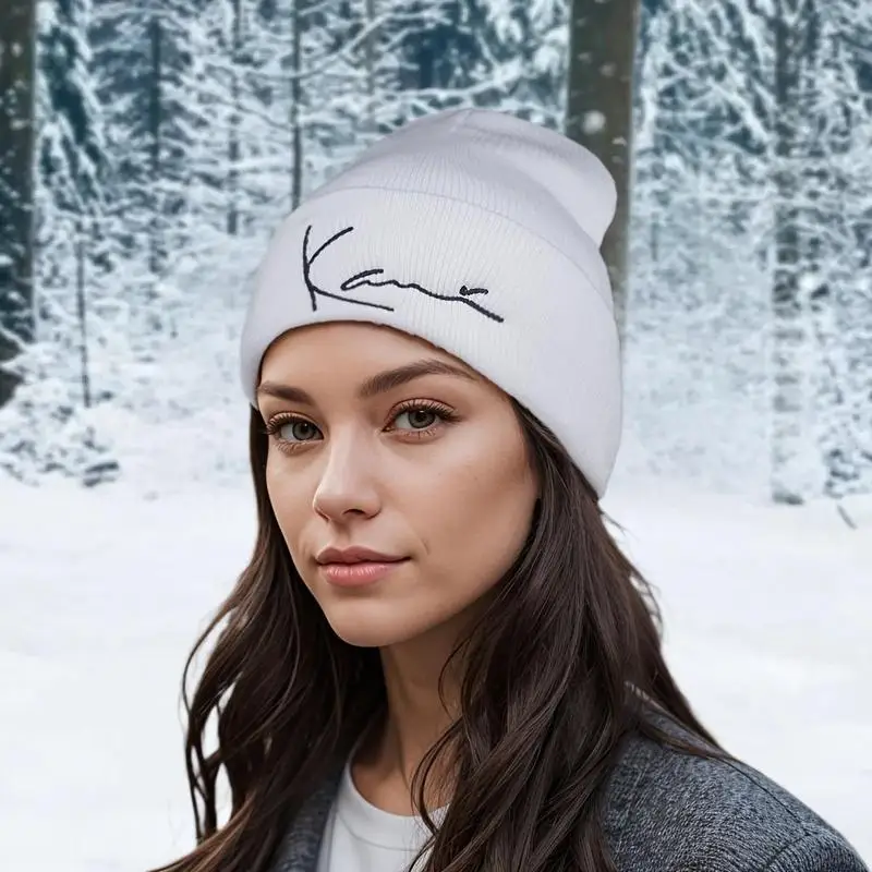 قبعة كارل كاني الرجعية المطرزة محبوك للرجال والنساء الشتاء الدفء مقنعين محبوك قبعة #2