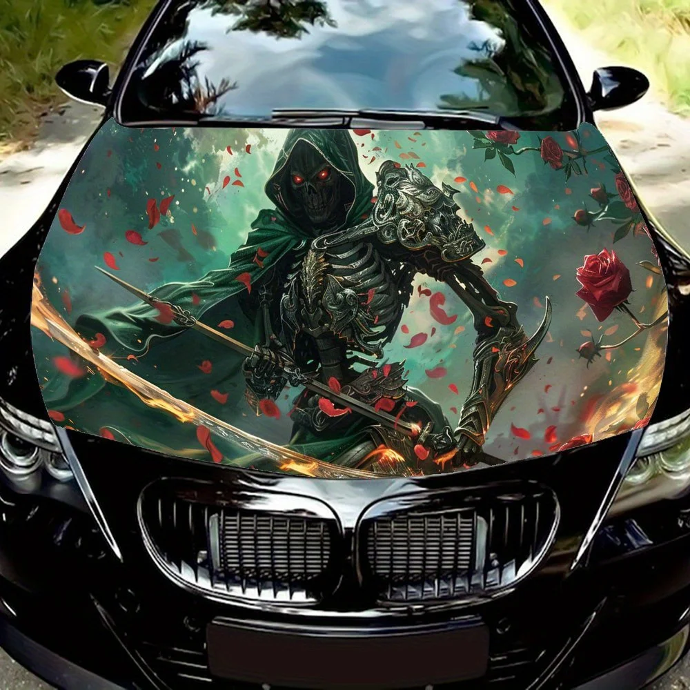 

Armor Skeleton Car Hood Sticker PVC Self Waterproof Stick, Striking Auto Exterior Accessories Decor Protect Gift for Car Lover