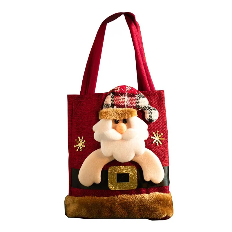 Christmas Gift Bag Candy Sack Santa Plush Tote for Holiday Party Favor Treats Decor