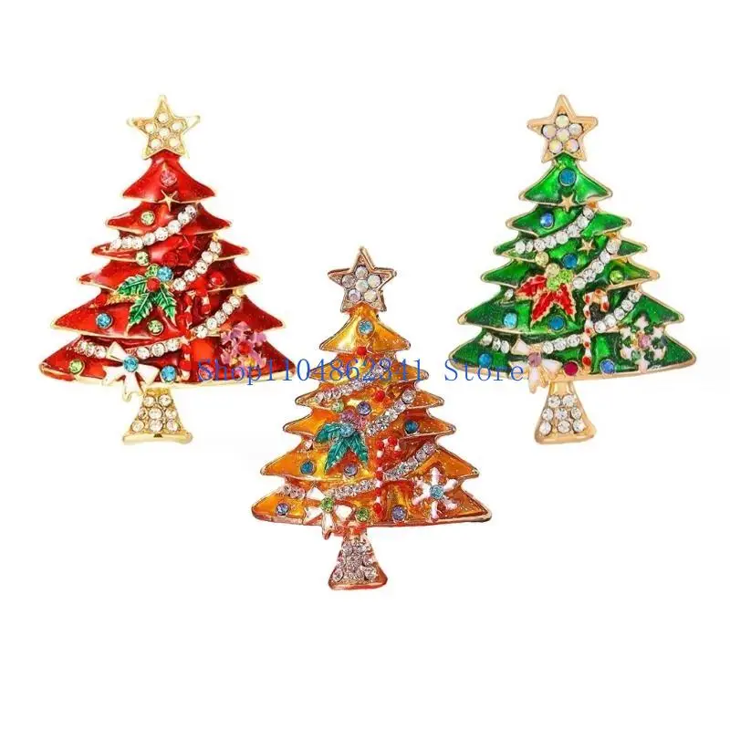 5asd Christmas Brooch Pins Set for Women Girls, Multi-Colored Rhinestones Crystal Christmas Jewelry Gifts Christmas Tree Pins