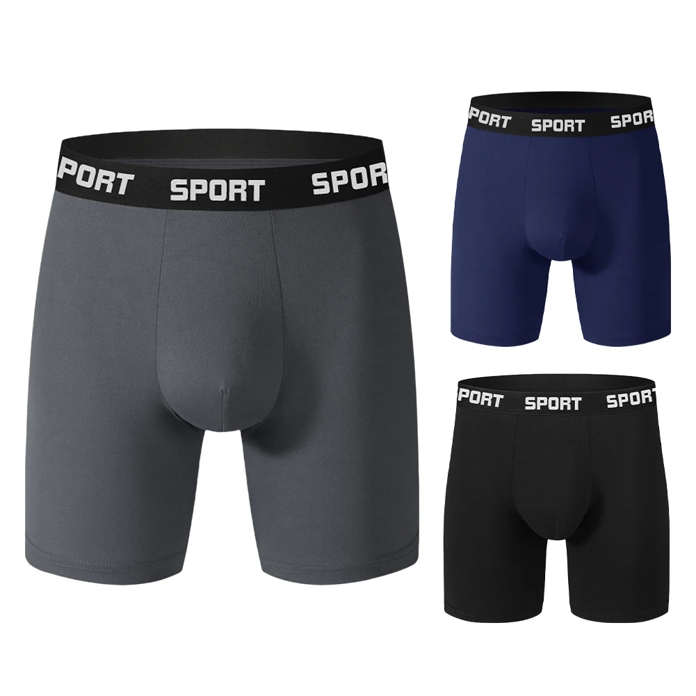 Herrenunterwäsche, Sport, Herren, langes Bein, Boxershorts, Unterhose, Höschen, mittlere Taille, elastische Shorts mit flachen Ecken