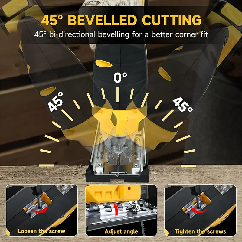 2700RPM Cordless Curve Saw 45 Degree Bevel Cutting Woodworking Chainsaw Cutting Metal Wood ADAPTS To Dewalt 20V Battery